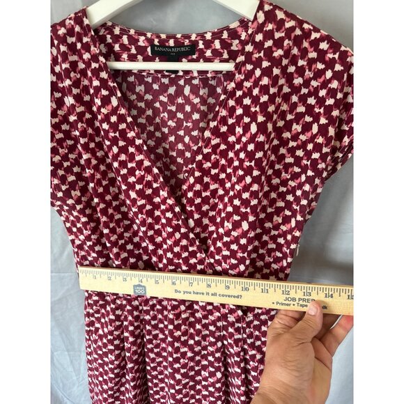 Banana Republic Abstract Print Short Sleeve Dress Red White Size 0 Resortwear - Picture 8 of 8